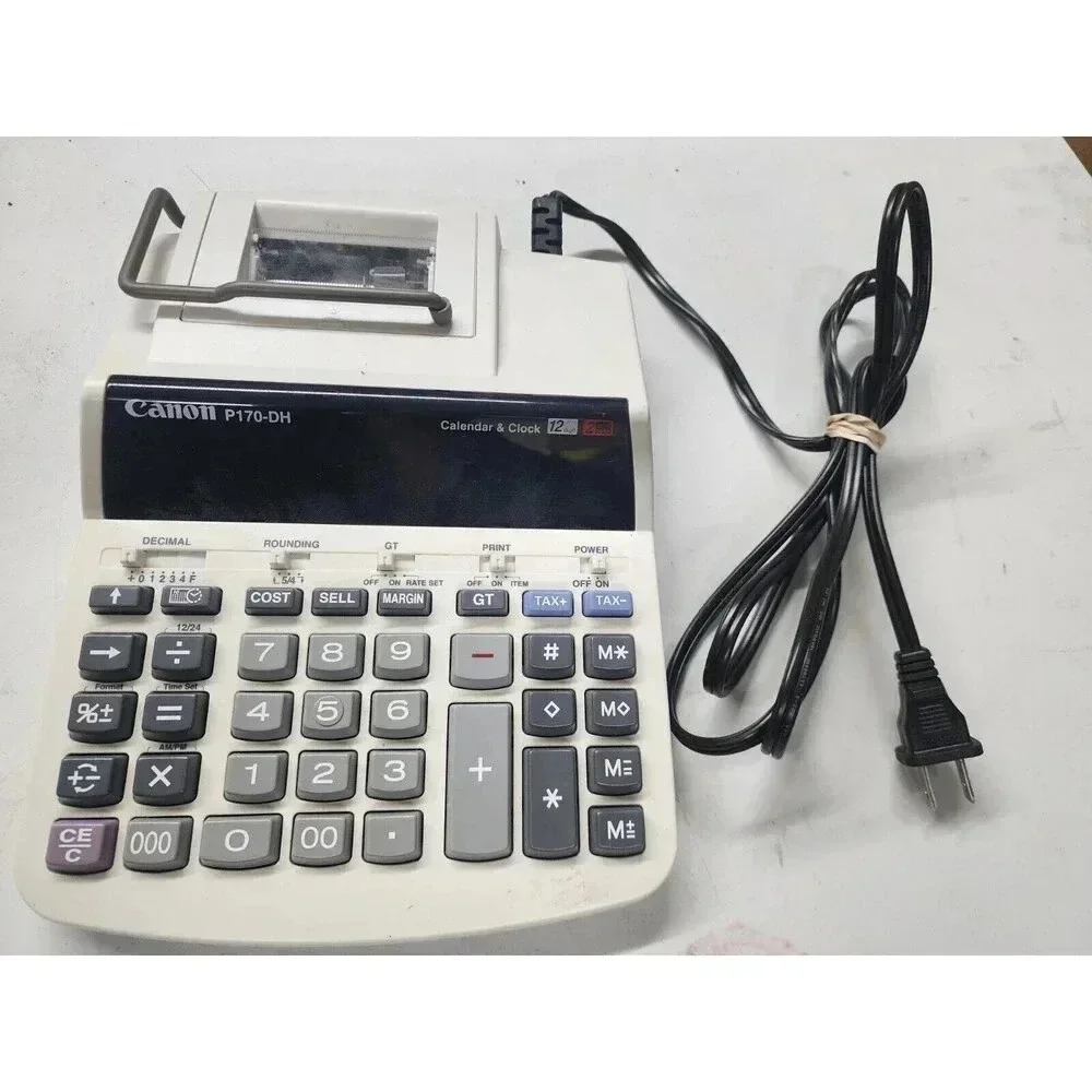 Canon P170-DH Desktop Electronic Printer 12 Digit Calculator Clock & Calendar